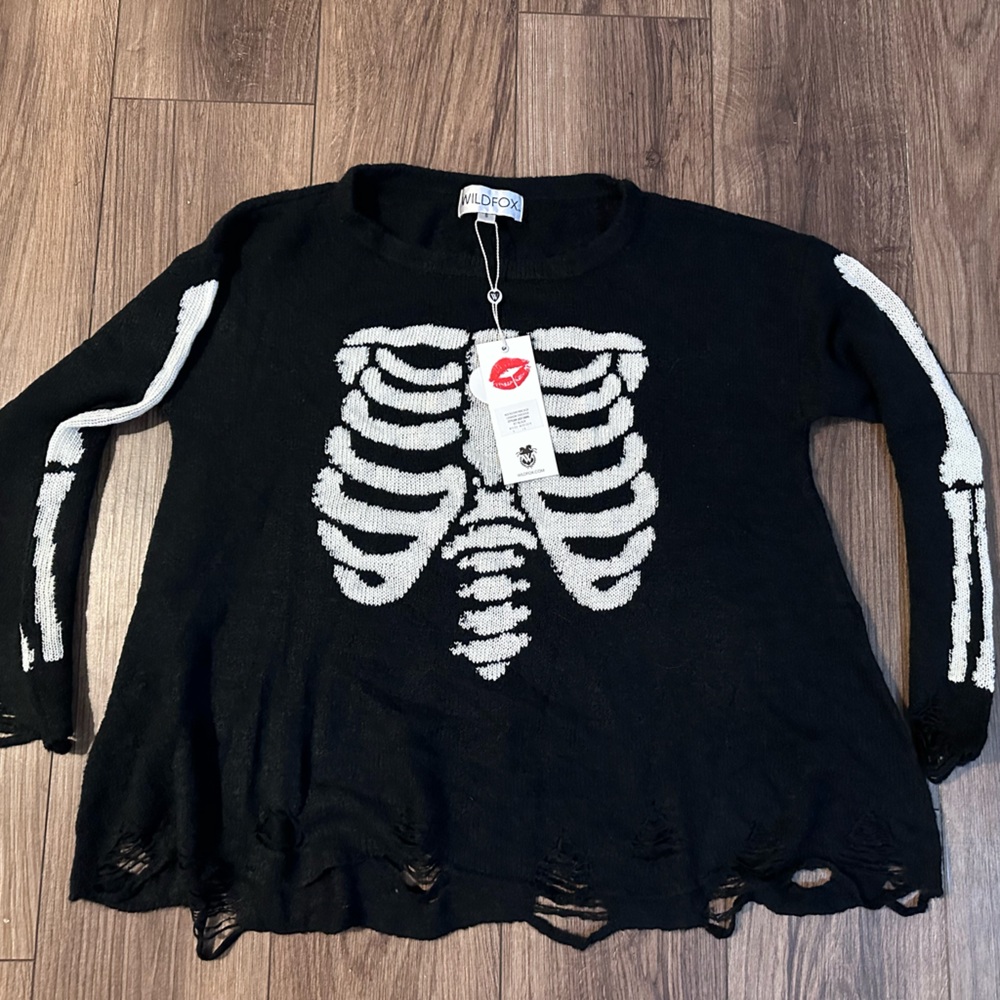 Wildfox Lennon Sequin Skeleton
Ribcage Sweater Size Small skeleton Halloween NWT